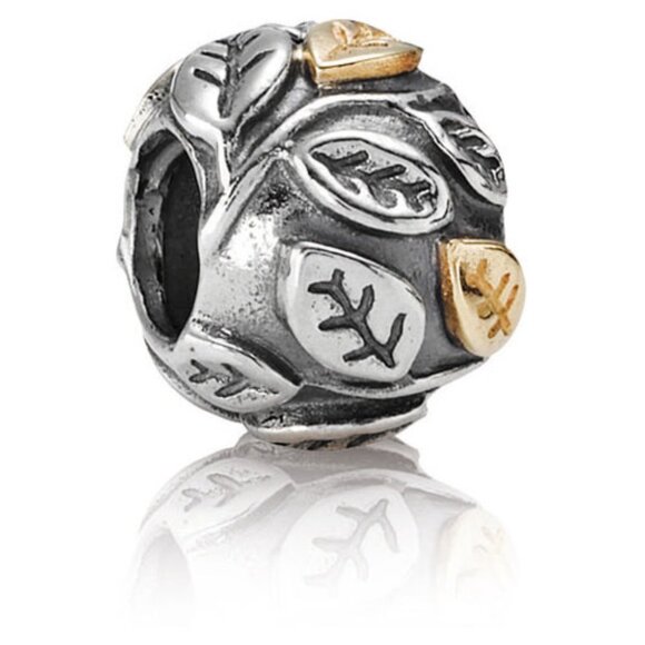 PANDORA Tree of Life Charm Authentic Silver 14K Gold Leaves Nature - Picture 1 of 10